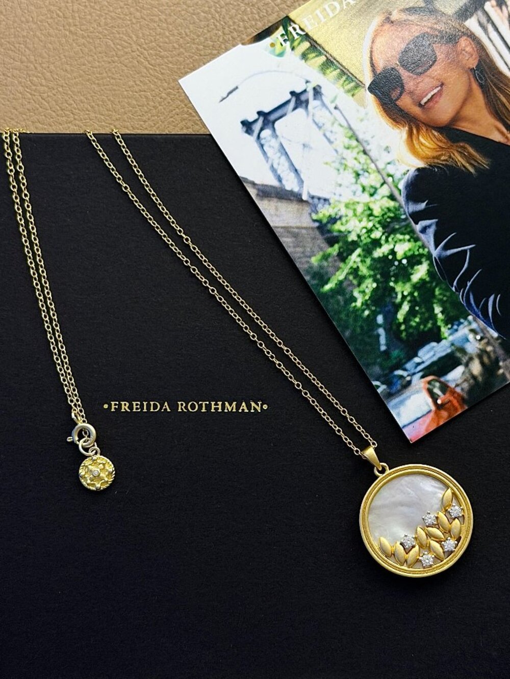FREIDA ROTHMAN - Armor Of Hope Collection Necklace with Mother of Pearls - Picture 2 of 2